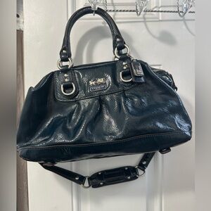 Coach Blue Patent Leather Satchel w shoulder strap